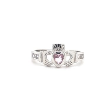 Faith Sterling Silver October Birthstone Claddagh Ring 