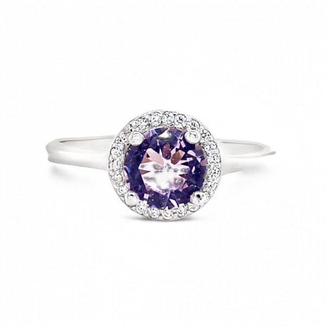 Faith Sterling Silver  October Birthstone CZ Halo Ring
