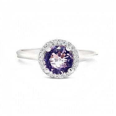 Faith Sterling Silver October Birthstone CZ Halo Ring