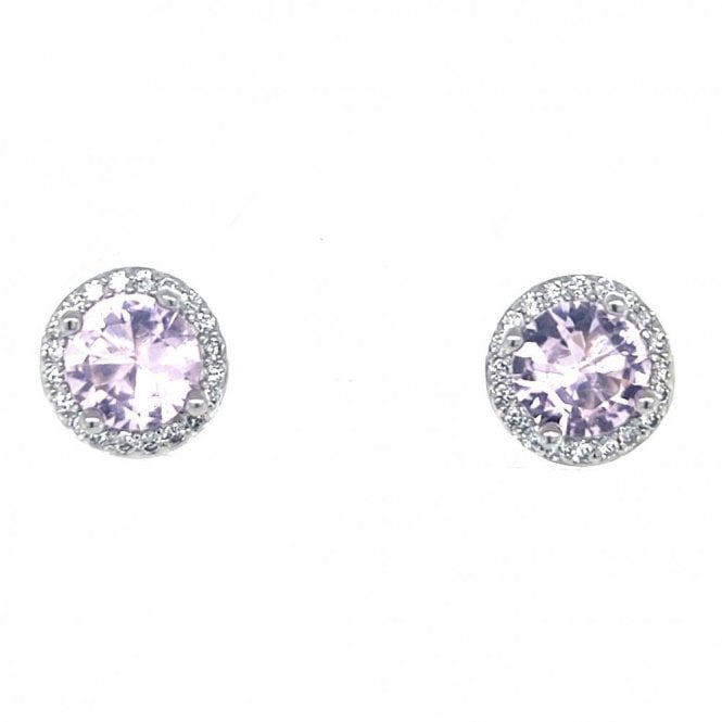Faith Sterling Silver  October Birthstone CZ Halo Stud Earrings 0.7 x 0.7cm 