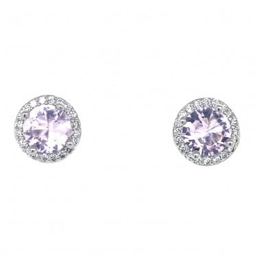 Faith Sterling Silver October Birthstone CZ Halo Stud Earrings 0.7 x 0.7cm 