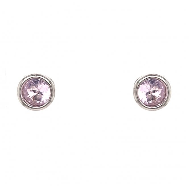 Faith Sterling Silver  October Birthstone Rubover CZ Stud Earrings 0.5 x 0.5cm 