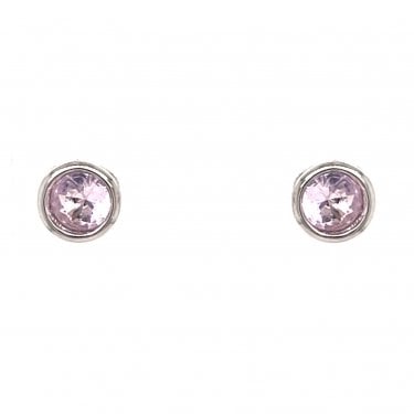 Faith Sterling Silver October Birthstone Rubover CZ Stud Earrings 0.5 x 0.5cm 