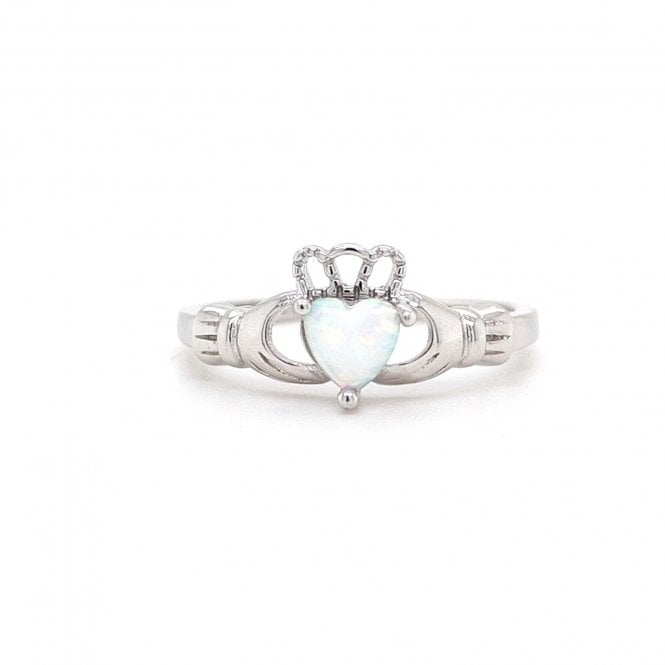 Faith Sterling Silver  Opal Claddagh Ring 