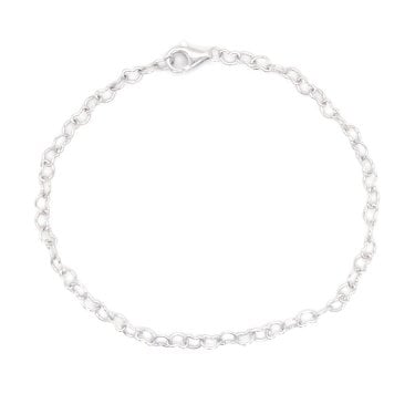 Faith Sterling Silver Open Heart Link Bracelet 0.3cm, 17cm