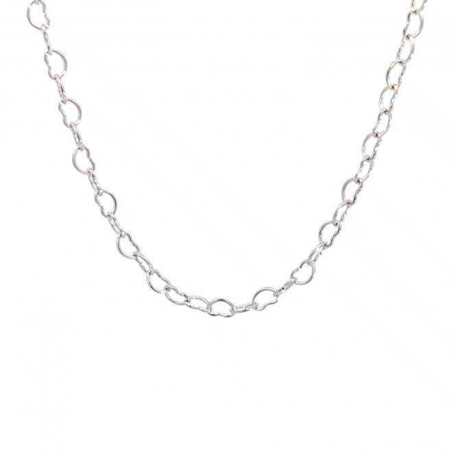 Faith Sterling Silver  Open Heart Link Necklace 0.3cm, 18