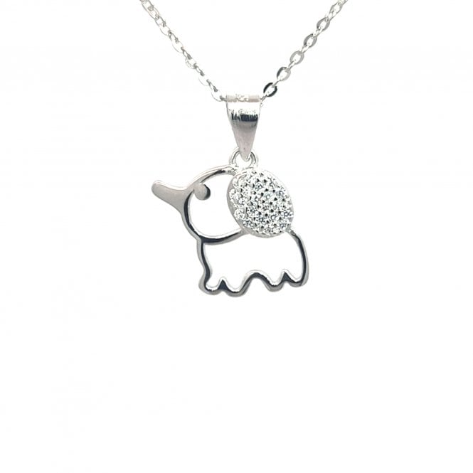 Faith Sterling Silver  Part CZ Elephant Necklace 1.4 x 1.3cm, 16-18