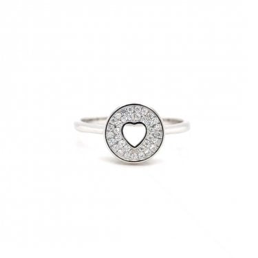 Faith Sterling Silver Pavé Circle with Open Heart Centre Ring