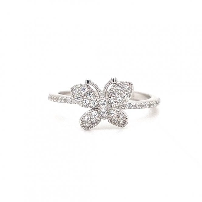 Faith Sterling Silver  Pavé CZ Butterfly Ring