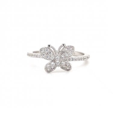 Faith Sterling Silver Pavé CZ Butterfly Ring