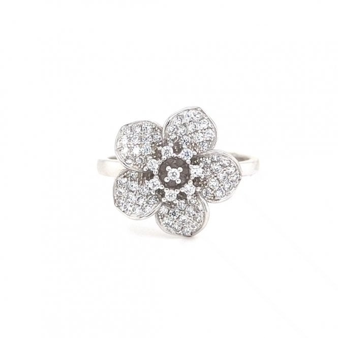 Faith Sterling Silver  Pavé  Petals Flower Ring