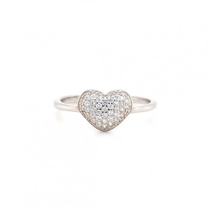 Faith Sterling Silver  Pavé Raised Heart Ring