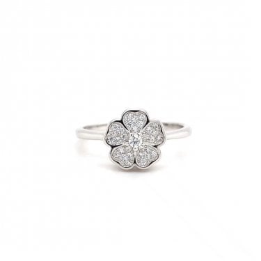 Faith Sterling Silver Pavé Rubover Flower Ring