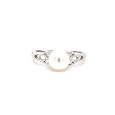 Faith Sterling Silver Pearl Celtic Design Ring 