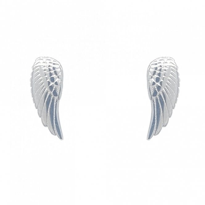 Faith Sterling Silver  Plain Angel Wing Design Drop Earrings 0.5 x 1.2cm