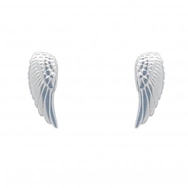 Faith Sterling Silver Plain Angel Wing Design Drop Earrings 0.5 x 1.2cm