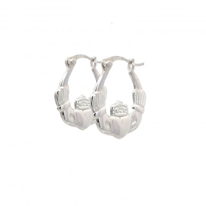 Faith Sterling Silver  Plain Claddagh Hoop Earrings 15mm