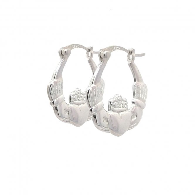 Faith Sterling Silver  Plain Claddagh Hoop Earrings 18mm