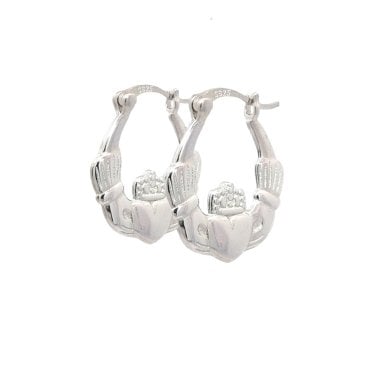 Faith Sterling Silver Plain Claddagh Hoop Earrings 18mm