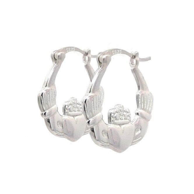 Faith Sterling Silver  Plain Claddagh Hoop Earrings 20mm