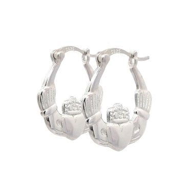 Faith Sterling Silver Plain Claddagh Hoop Earrings 20mm