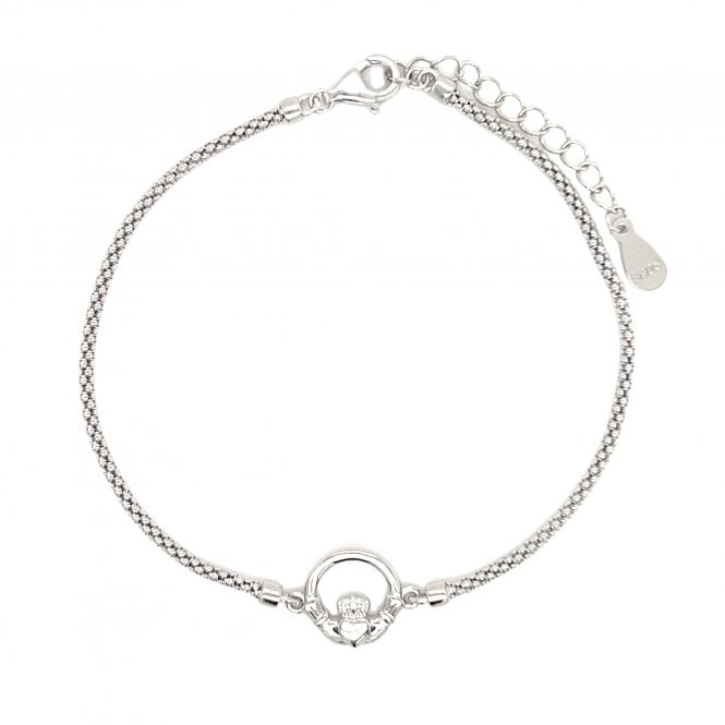 Faith Sterling Silver  Plain Claddagh Rope Chain Bracelet 1 x 1cm, 16cm + 3cm
