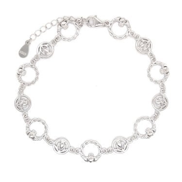 Faith Sterling Silver Plain Claddagh with Celtic Knot Detail Bracelet 1cm, 17.5-21cm