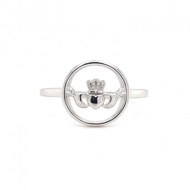 Faith Sterling Silver  Plain Claddagh within Circle Ring