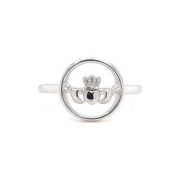 Faith Sterling Silver Plain Claddagh within Circle Ring