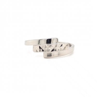 Faith Sterling Silver Plain Crossover with Diamond Cut Centre Ring