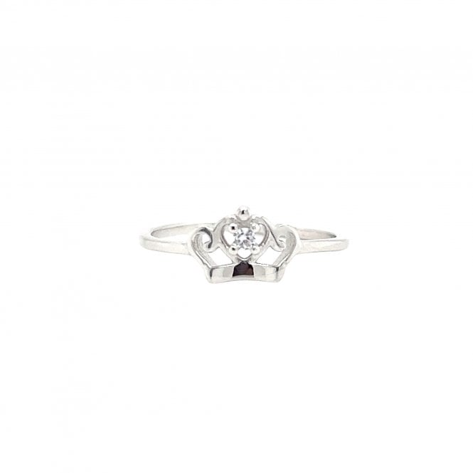 Faith Sterling Silver  Plain Crown with CZ Ring