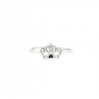 Faith Sterling Silver Plain Crown with CZ Ring
