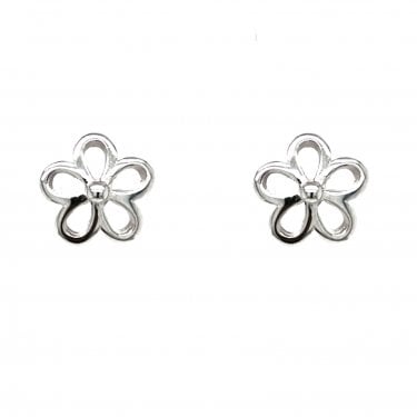 Faith Sterling Silver Plain Flower Stud Earrings 0.9 x 0.9cm  