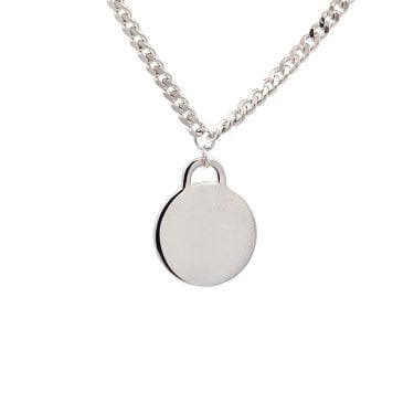 Faith Sterling Silver Plain Hanging Disc Curb Link Necklace 1.2 x 1.6cm, 16-18"