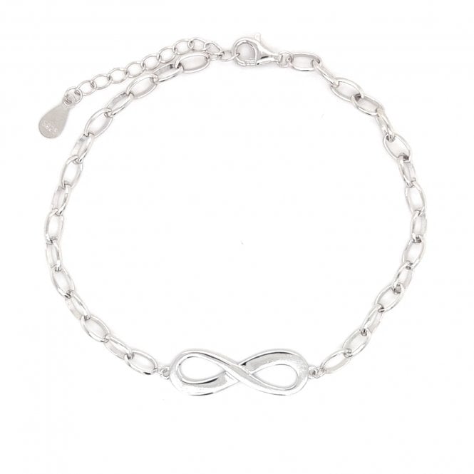 Faith Sterling Silver  Plain Infinity Belcher Link Bracelet 2.2 x 0.7cm, 17cm + 3cm 