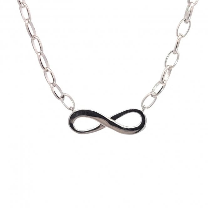 Faith Sterling Silver  Plain Infinity Belcher Link Necklace 2.2 x 0.7cm, 16-18