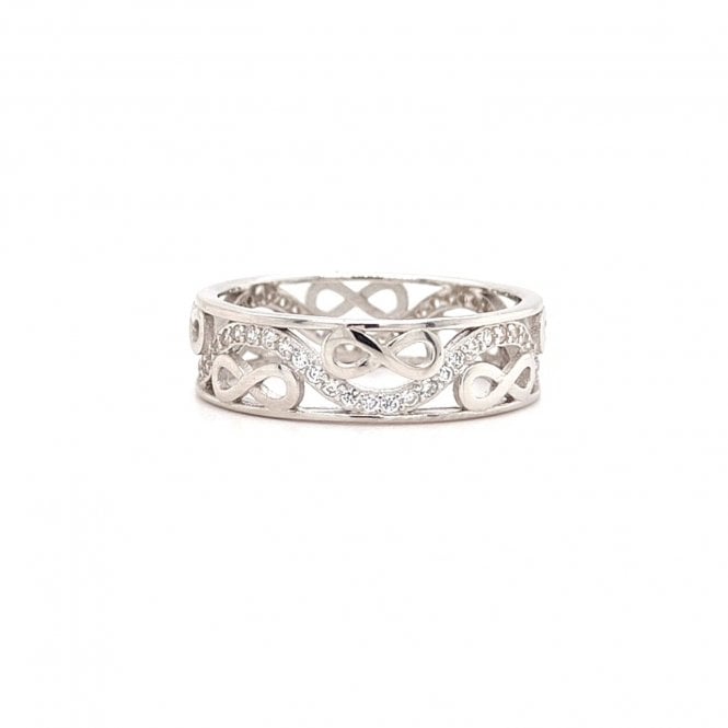 Faith Sterling Silver  Plain Infinity with CZ Ring 