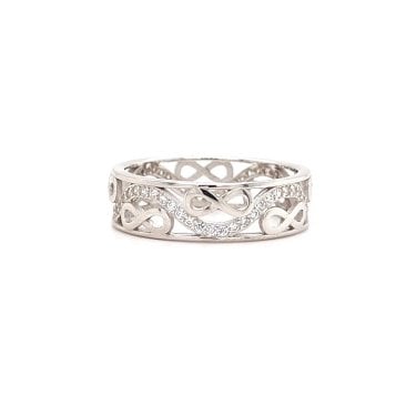 Faith Sterling Silver Plain Infinity with CZ Ring 