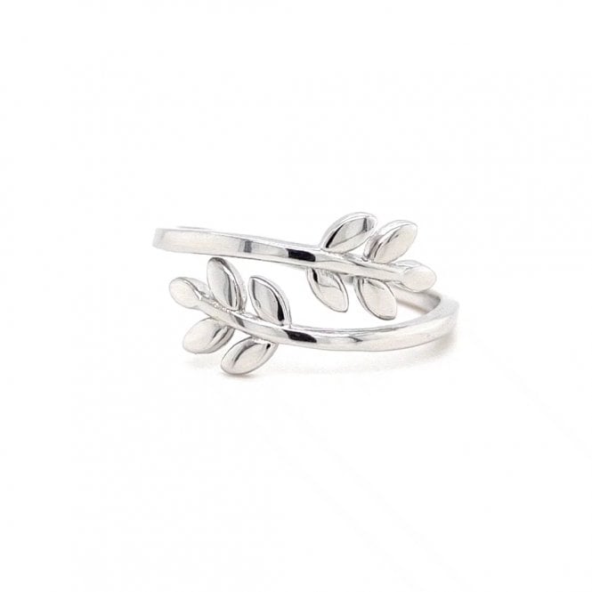 Faith Sterling Silver  Plain Leaf Crossover Ring