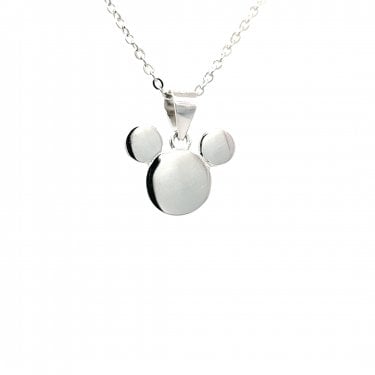 Faith Sterling Silver Plain Mickey Mouse Necklace 1.4 x 1.1cm, 16-18"