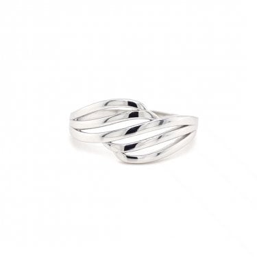 Faith Sterling Silver Plain Open Weave Triple Crossover Ring