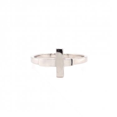 Faith Sterling Silver Plain Sideways Cross Ring