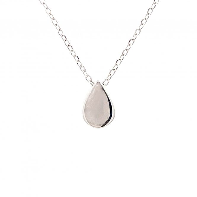 Faith Sterling Silver  Plain Teardrop Necklace 0.7 x 0.9cm, 16-18