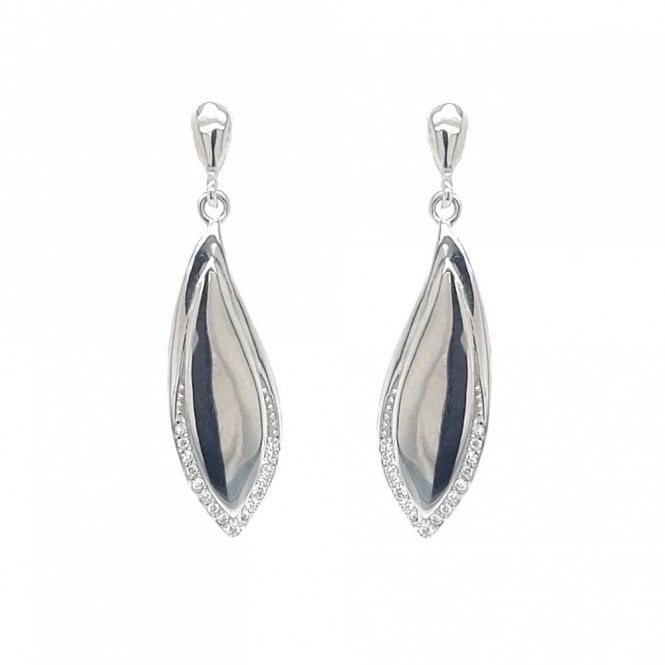 Faith Sterling Silver  Plain Teardrop with Bottom CZ Edge Drop Earrings 1 x 3.2cm