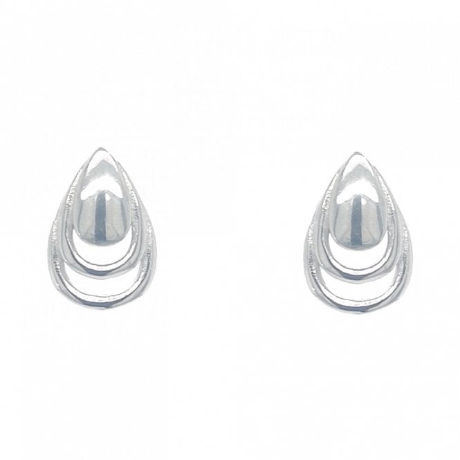 Faith Sterling Silver  Plain Teardrop with Double Shadow Drop Earrings 0.8 x 1.2cm