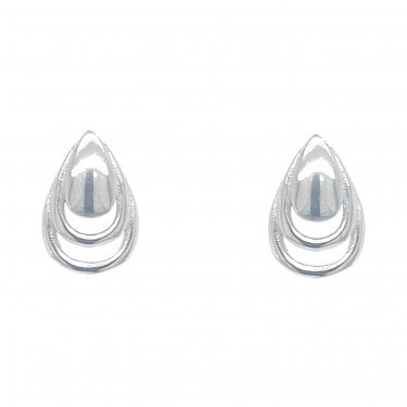 Faith Sterling Silver Plain Teardrop with Double Shadow Drop Earrings 0.8 x 1.2cm