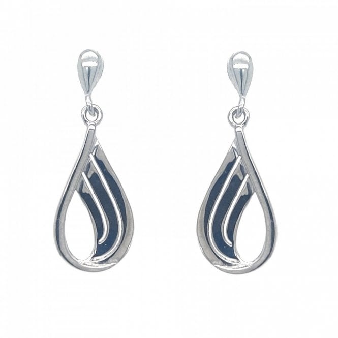 Faith Sterling Silver  Plain Triple into Single Strand Teardrop Drop Earrings 1 x 2.5cm