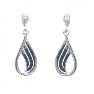 Faith Sterling Silver Plain Triple into Single Strand Teardrop Drop Earrings 1 x 2.5cm