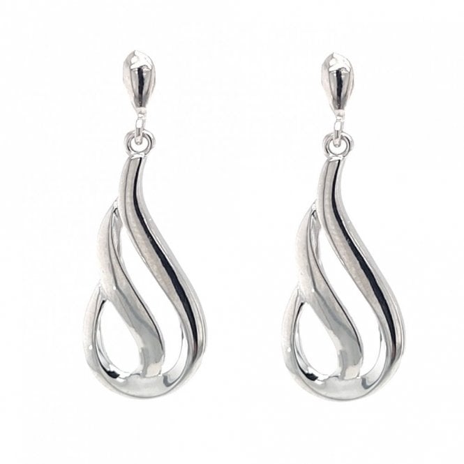 Faith Sterling Silver  Plain Triple Swirl Drop Earrings 1.2 x 3cm
