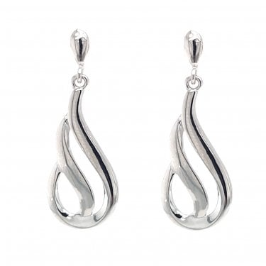Faith Sterling Silver Plain Triple Swirl Drop Earrings 1.2 x 3cm